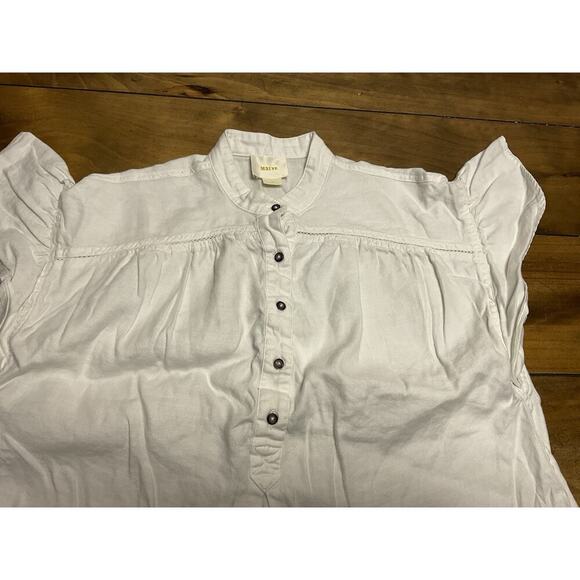 Maeve By Anthropologie Henley Linen Blend White Tunic Lagenlook Size XS - Picture 3 of 10